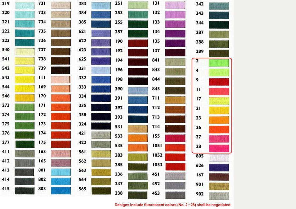 Dual Duty Thread Color Chart